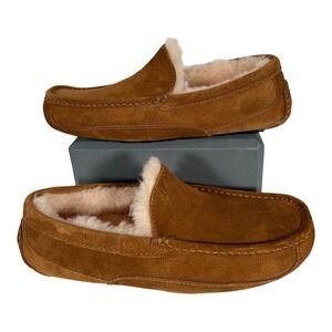 UGG Men's Ascot Slippers 1101110 Sheepskin Suede Moc Toe Slip On US 9 Brown